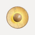 Applique disque en travertin et sphère en bois, Ø 25 cm – Venasque, sur fond blanc
