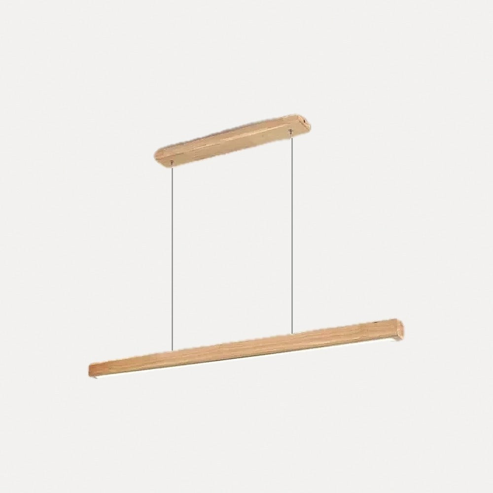Suspension linéaire LED en bois, style minimaliste – Vence, finition bois clair, longueur 80 cm / Blanc chaud 3000 K