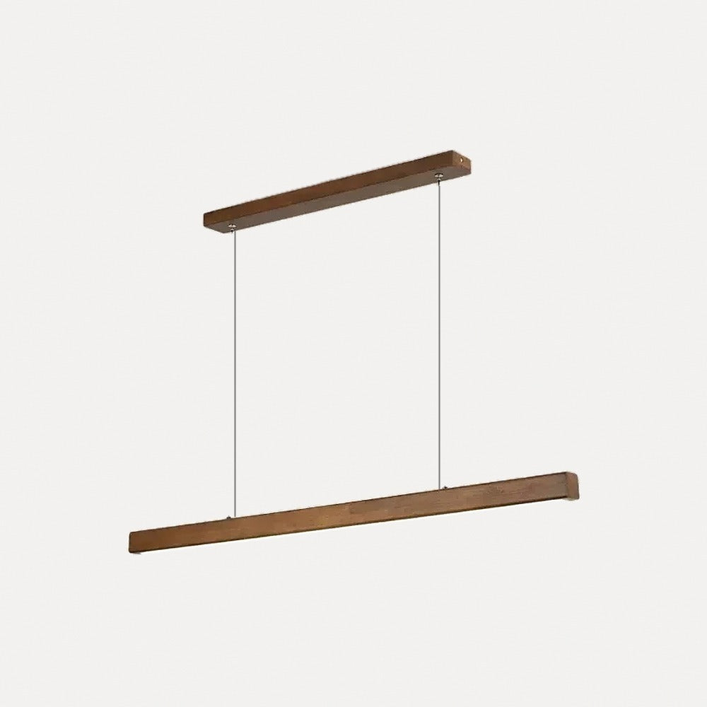 Suspension linéaire LED en bois, style minimaliste – Vence, finition noyer, longueur 120 cm / Blanc chaud 3000 K