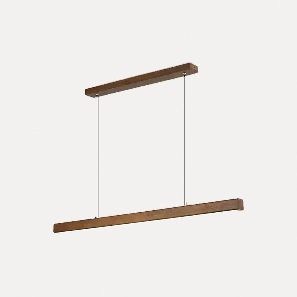 Suspension linéaire LED en bois, style minimaliste – Vence, finition noyer, longueur 100 cm / Blanc chaud 3000 K