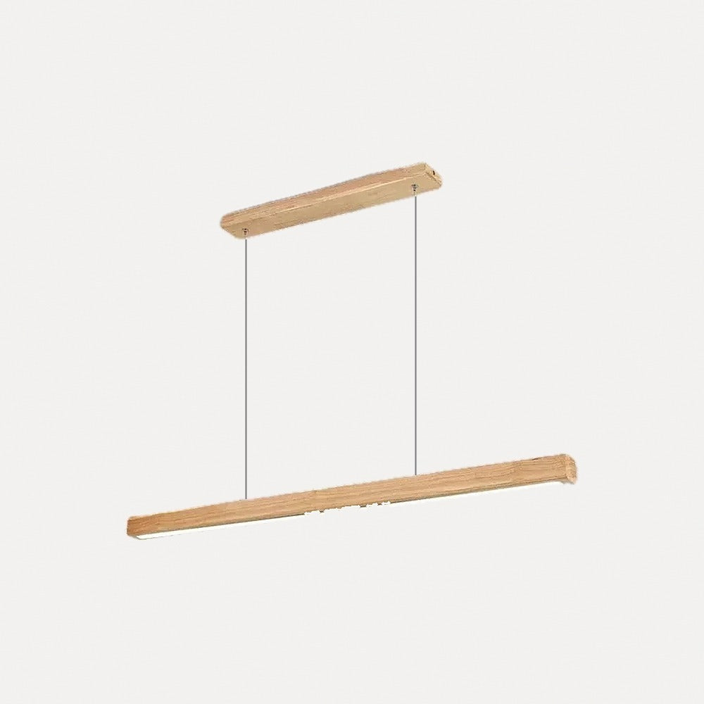 Suspension linéaire LED en bois, style minimaliste – Vence, finition bois clair, longueur 120 cm / Blanc chaud 3000 K