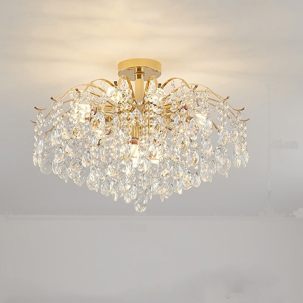 Plafonnier lustre en cristal doré, 10 à 14 lumières – Versailles, finition ø 60 cm, 12 lumières