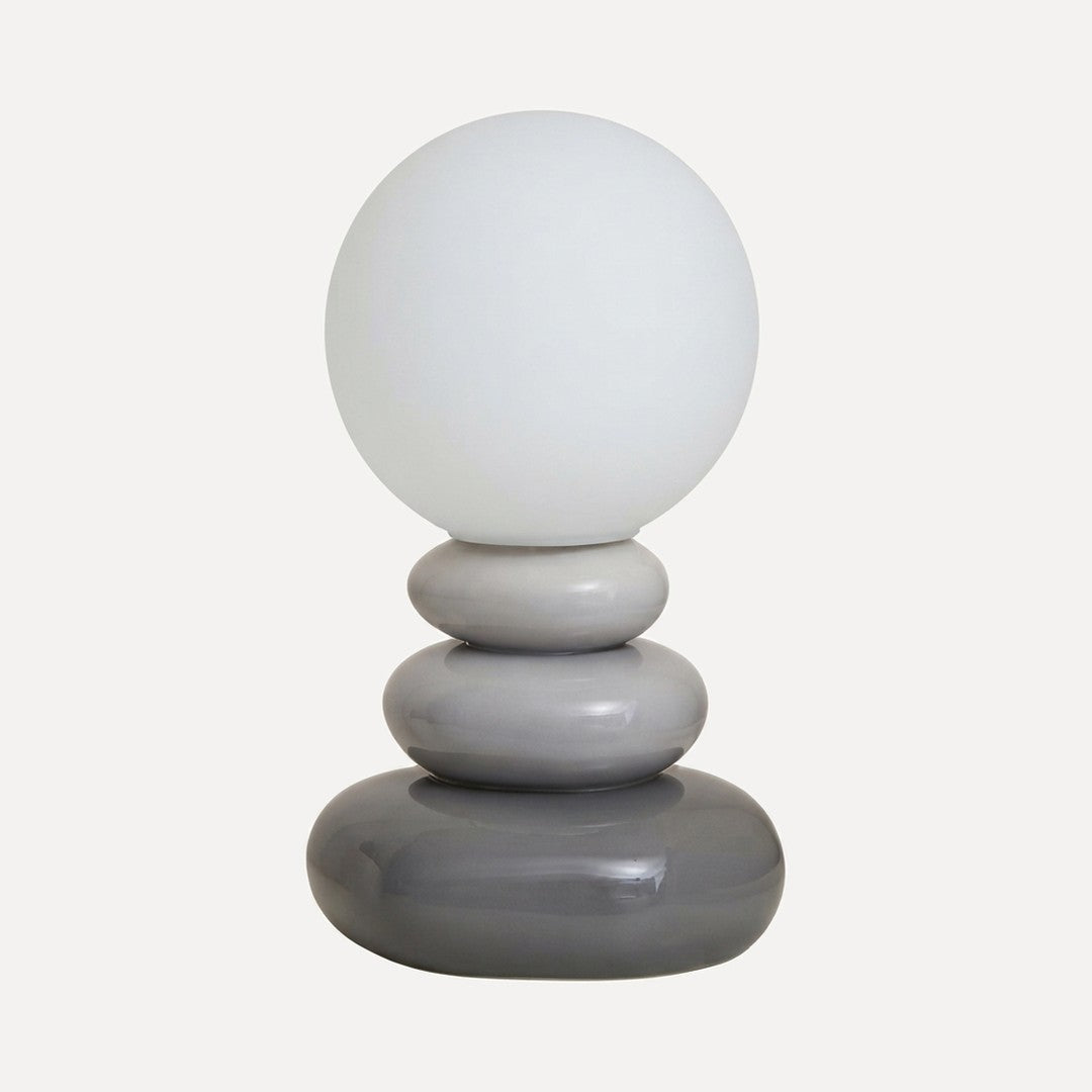 Vieste, lampe galets de céramique et globe, Gris