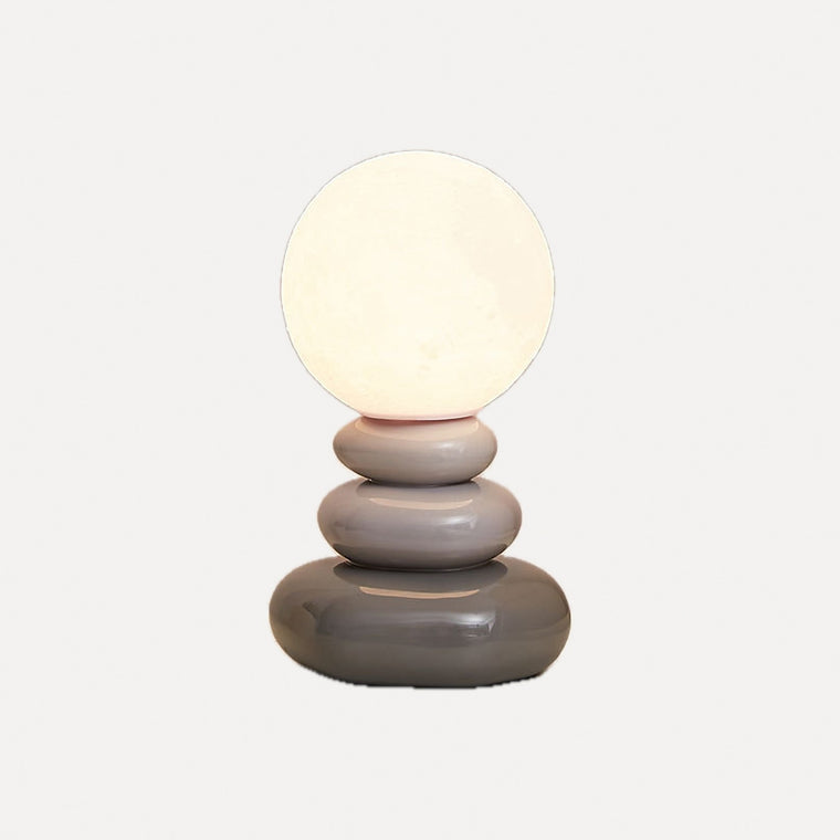 Lampe galets de céramique et globe opalin, trois teintes – Vieste, finition gris