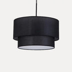 Suspension double tambour en tissu effet lin – Vosges, sur fond blanc