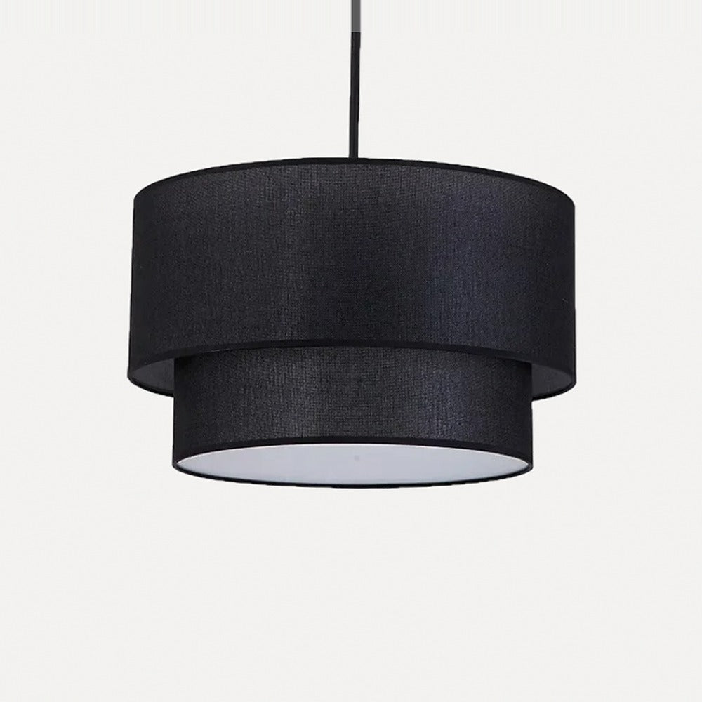 Suspension double tambour en tissu effet lin – Vosges, sur fond blanc