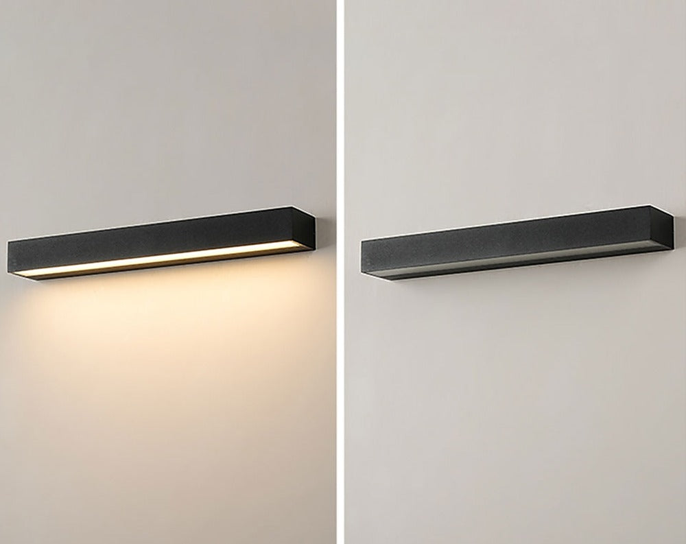 Applique extérieure barre horizontale noire, 20 à 50 cm – Wimereux, sur fond clair