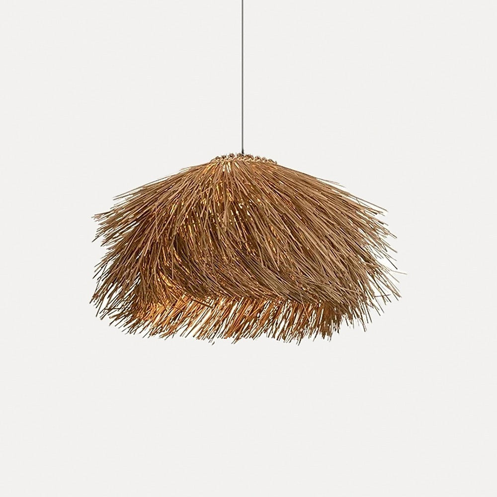 Suspension en herbes sèches, style bohème – Zahara, finition ø 80 cm / Blanc chaud