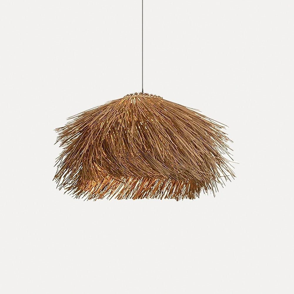 Suspension en herbes sèches, style bohème – Zahara, finition ø 40 cm / Blanc chaud